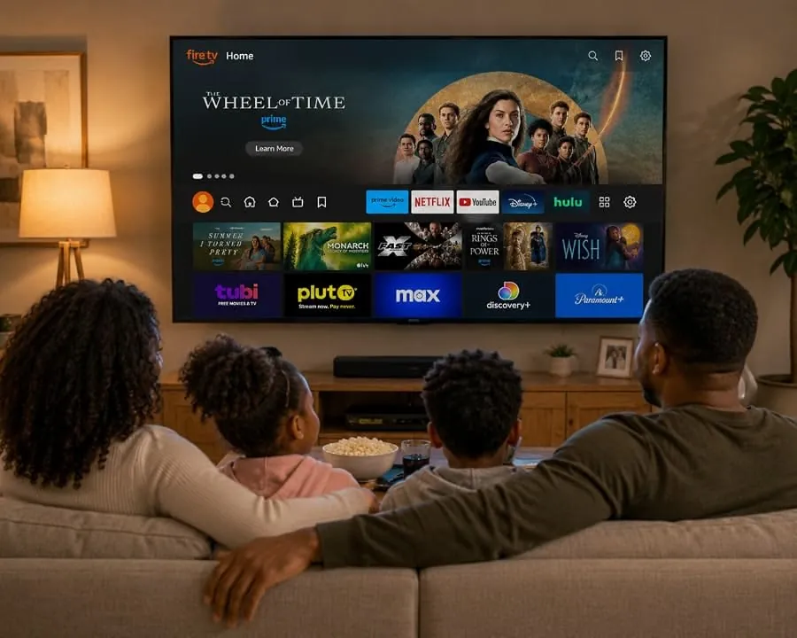 Gezin samen op de bank voor de tv